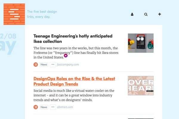 <p>The five best design links, every day.</p>
